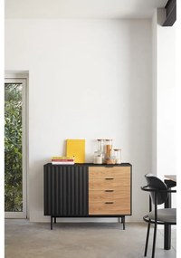 Nízka komoda v dekore duba v čierno-prírodnej farbe 108x80 cm Sierra – Teulat