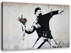 Gario Obraz na plátne Banksy chuligán hádže kyticu kvetov Rozmery: 90 x 60 cm