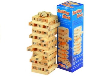 LEAN TOYS Jenga - hra s drevenými dielikmi a číslami