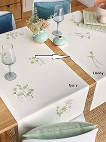Behúň na stôl Danny biely s kvetmi 50x150cm, Sander