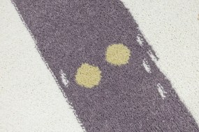 Koberec LIMA M044A krémový / fialový / zlatý polkruh