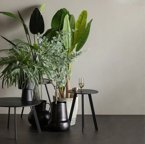 Čierny záhradný odkladací stolík WOOOD Fer, ø 70 cm