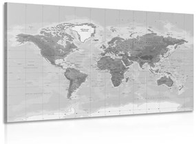 Obraz nádherná čiernobiela mapa sveta