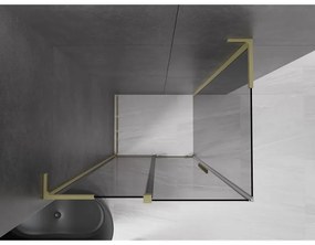 Mexen Velar L, sprchový kút s posuvnými dverami 110 x 100 cm, 8mm šedé sklo, zlatá matná, 871-110-100-43-55