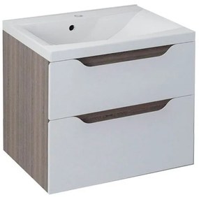 Sapho Sapho, WAVE umývadlová skrinka 60x65x47,8cm, biela/mali wenge (WA063), WA060-3021