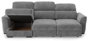 Univerzálna rohová rozkladacia trojmiestna pohovka s úložným priestorom TRENTO, sivá