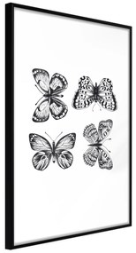 Artgeist Plagát - Four Butterflies [Poster] Veľkosť: 40x60, Verzia: Zlatý rám s passe-partout