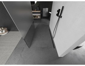Mexen Kioto, sprchová zástena Walk-In 140 x 200 cm, 8mm číre sklo-námraza, grafitový profil, 800-140-002-66-35