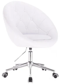LuxuryForm DESIGN Kreslo VERA na striebornej podstave s kolieskami - biele