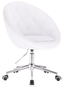 LuxuryForm DESIGN Kreslo VERA na striebornej podstave s kolieskami - biele