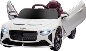 Detské elektrické auto - HOMCOM - Bentley Bacalar - 2 motory 12V 25W - 2,4G diaľkové ovládanie - MP3 - klaksón - 2 svetlá - biele | Aosom