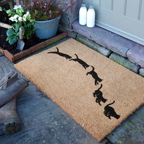 Rohožka z kokosového vlákna 60x90 cm Jumping Cats – Artsy Doormats