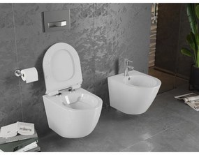 Mexen LENA Rimless, závesná WC misa so sedátkom pomaly-padajúcim SLIM, 48 x 36 cm, biela, 30224000