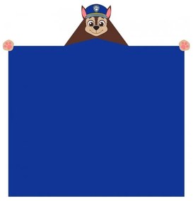 Detská / chlapčenská deka s kapucňou Tlapková patrola - Paw Patrol - motív Chase - Coral fleece 230 g/m² - 110 x 140 cm