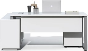 Kancelársky stôl s kontajnerom a komodou Houseland Prime Home 03 180 cm biely