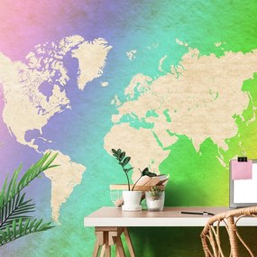 Samolepiaca tapeta pastelová mapa sveta - 150x100