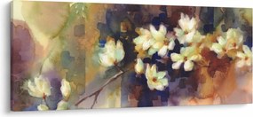 Obraz - Biele magnólie, maľba (120x50 cm)
