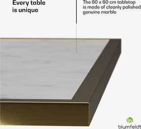 Blumfeldt Patras Lux, bistro stôl, mramorová stolová doska, 60 x 60 cm, podstavec z liatiny