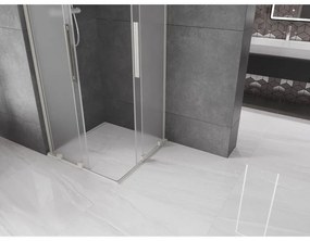 Mexen Velar L Duo, sprchový kút s posuvnými dverami 80 x 80 cm, 8mm sklo námraza, brúsená oceľ, 871-080-080-02-33-97