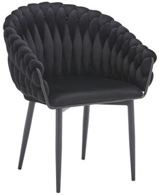 Čierna zamatová jedálenská stolička LUX 83cm