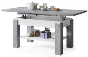 Rozkladací konferenčný/jedálenský stôl s policou ADONIS šedá betón/biela