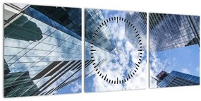 obraz mrakodrapov (s hodinami) (90x30 cm)