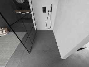 Mexen Kioto, sprchová zástena Walk-In 150 x 200 cm, 8mm číre sklo čierny vzor, grafitový profil, 800-150-101-95-77