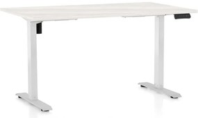 Výškovo nastaviteľný stôl OfficeTech B, 120 x 80 cm, biela podnož, biely jaseň
