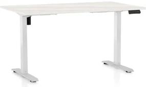 Výškovo nastaviteľný stôl OfficeTech B, 120 x 80 cm, biela podnož, biely jaseň