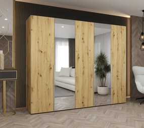 Šatníková skriňa 250 cm Alice 2 (dub artisan + kašmír). Akcia -20%. Vlastná spoľahlivá doprava až k Vám domov. 1126180