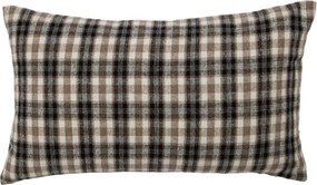 Béžovo-hnedý vankúš s motívom jeleňa Deer a kockovaným vzorom – 30*50*6 cm