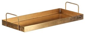Kovová tácka s úchytmi, obdĺžnik, zlatá, 36 x 16 x 7 cm