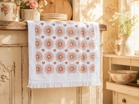 Kuchynský froté uterák s motívom srdiečok a slniečka - 40*66 cm