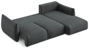 Tmavosivá ženilková rozkladacia rohová pohovka (pravý roh/s leňoškou) Leila – Makamii