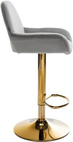 Barová stolička Braga (SET 2 ks) - zamat, zlatá podnož - Sivá