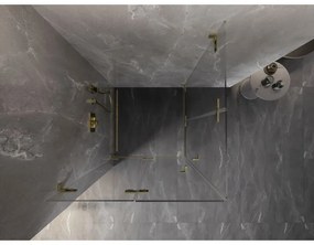 Mexen Lunar-F Duo, skladací sprchový kút 95 x 95 cm, 6mm číre sklo, zlatý matný profil, 836-095L-095P-55-00