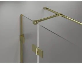 Mexen Lunar T, výklopný ľavý sprchový kút 140 x 100 cm, 8mm číre sklo, zlatý profil, 834T-140-100-50-00-L