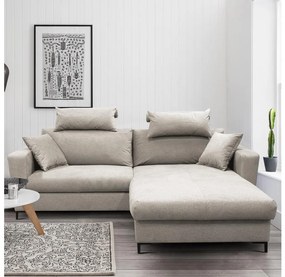 Rozkladacia rohová sedacia súprava s úložným priestorom v tvare L HORTA, pravá, sivá