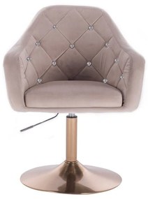 LuxuryForm DESIGN Kreslo ROMA VELUR na zlatom tanieri - svetlo šedé