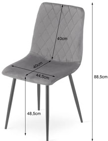 Set troch jedálenských stoličiek TURIN zamatové, hnedé / čierne nohy (3 ks)
