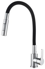 Gamma Flex 4000, stojanková drezová batéria s flexibilným ramenom, 2-funkčný výtok, čierna-chróm, GMA-BFX-4000CH