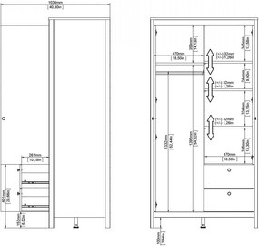 Šatní skříň Realty 102 cm se zrcadlem černá