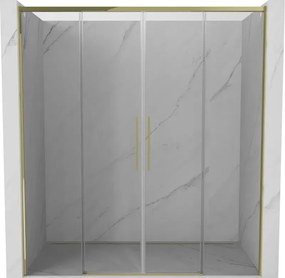 Mexen Rox, posuvné sprchové dvere 200 cm, číre sklo, zlatý profil, 8C2-200-002-50-00