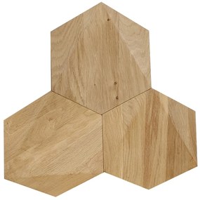 3D drevený obklad na stenu z masívu Hexagon Oak, balenie 20ks
