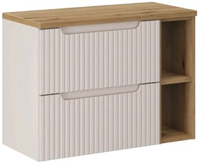 Závěsná skříňka pod umyvadlo Nova Cashmere s deskou 80 cm kašmírová/dub evoke