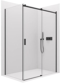 Cerano Lantono, sprchovací kút s posuvnými dverami 120(dvere) x 90(stena) x 195 cm, 8mm číre sklo, čierny profil, CER-CER-431500