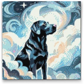 Gario Diamantové maľovanie Modrý labrador Rozmery: 50 x 50 cm, Rámovanie: S vnútorným rámom, Diamanty: Štvorcové