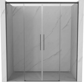 Mexen Rox, posuvné sprchové dvere 200 cm, 8mm číre sklo, brúsený grafit profil, 8C2-200-002-66-00