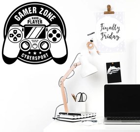 Veselá Stena Samolepka na stenu na stenu Gamer Zone Hráč Farba: černá