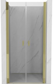 Mexen MIST, 2-krídlové sprchové dvere (d+d) 80x200 cm, 6mm číre sklo, zlatý lesklý profil, 8A7-080-000-50-00